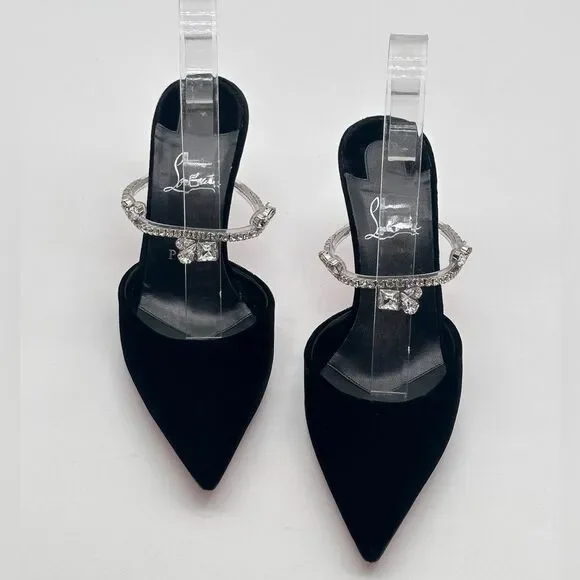 Christian Louboutin Planet Queen 70 Velvet Crystal Embellished Mules 70mm EU 39 - Picture 13 of 14